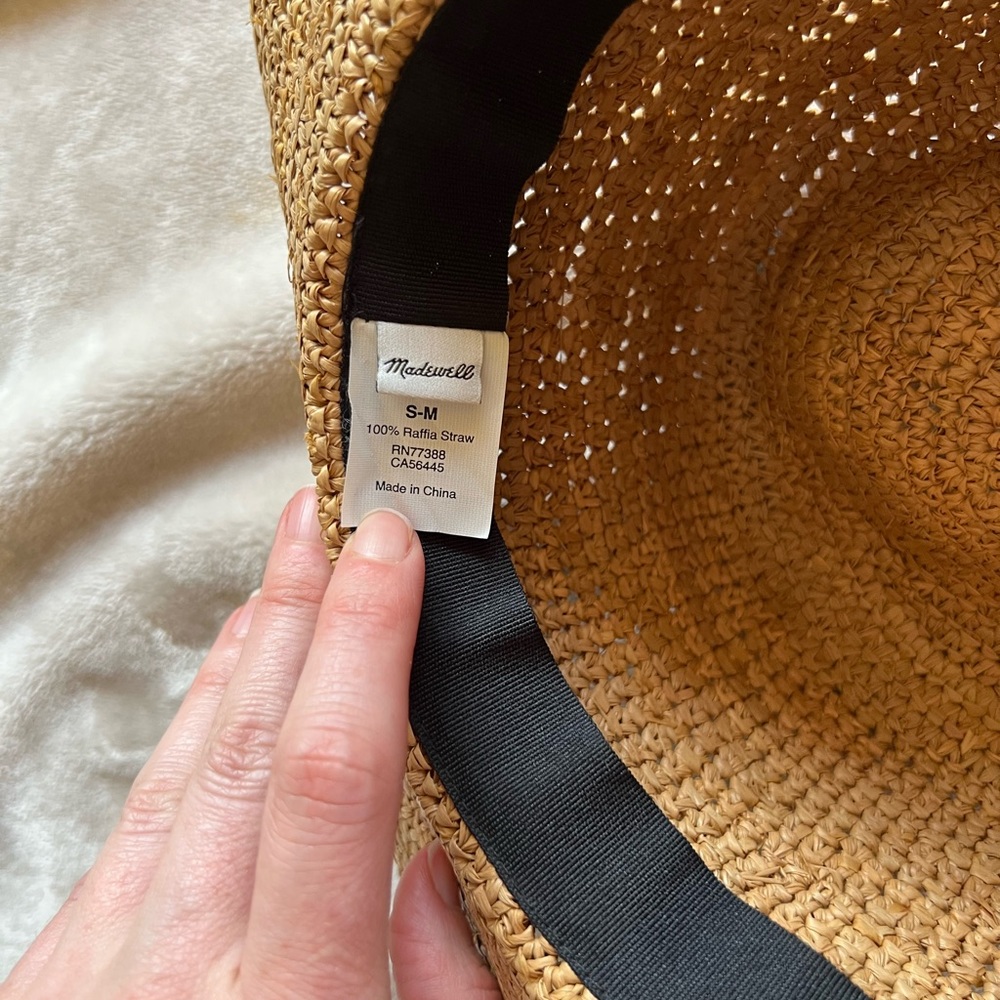 Madewell straw/raffia sun hat w pom pom detail - Picture 6 of 11